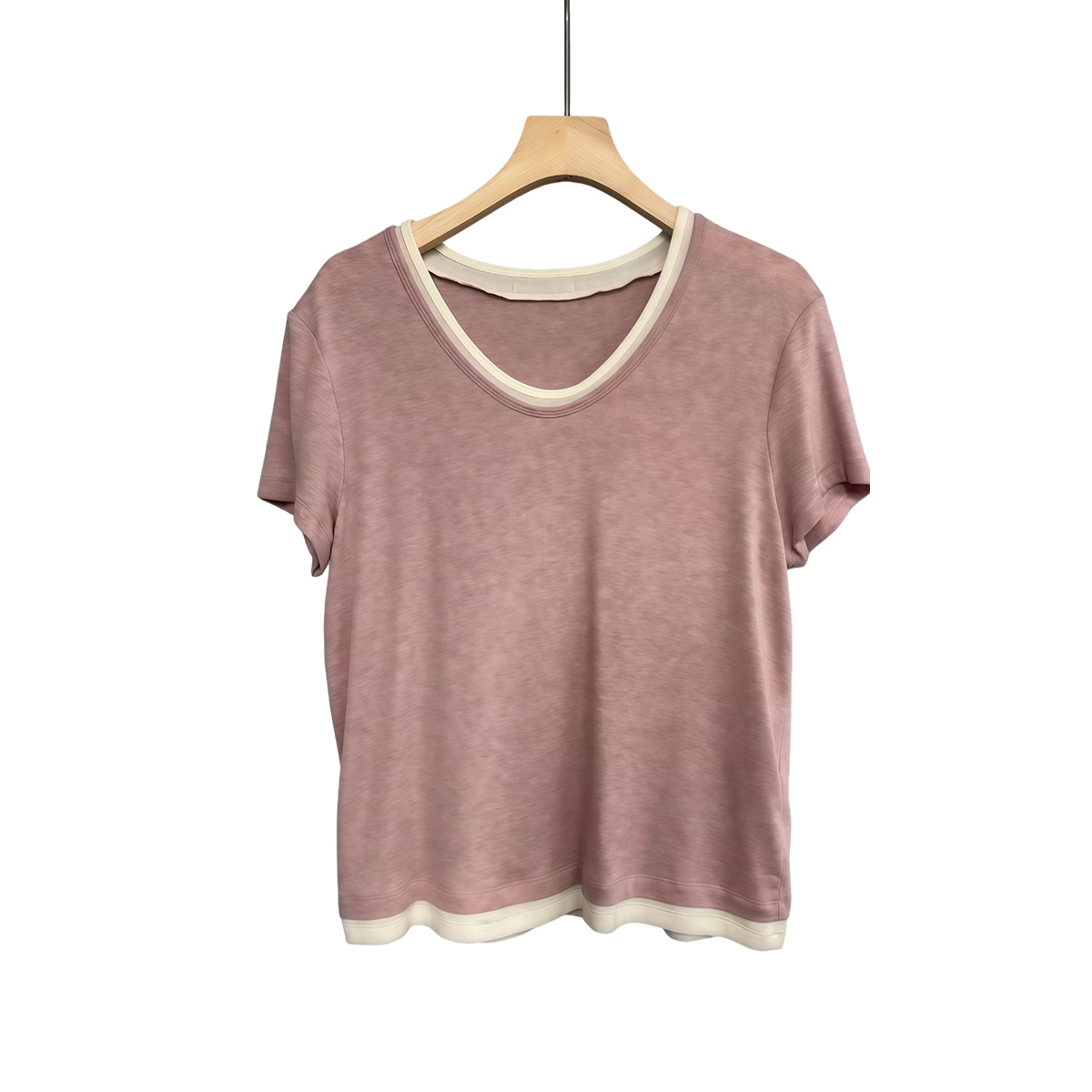 Blush short sleeve rib knit T-shirt